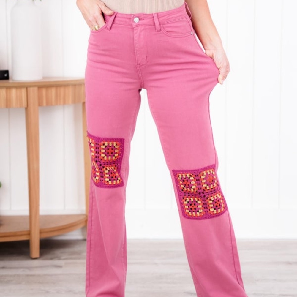 Wide leg rose jeans